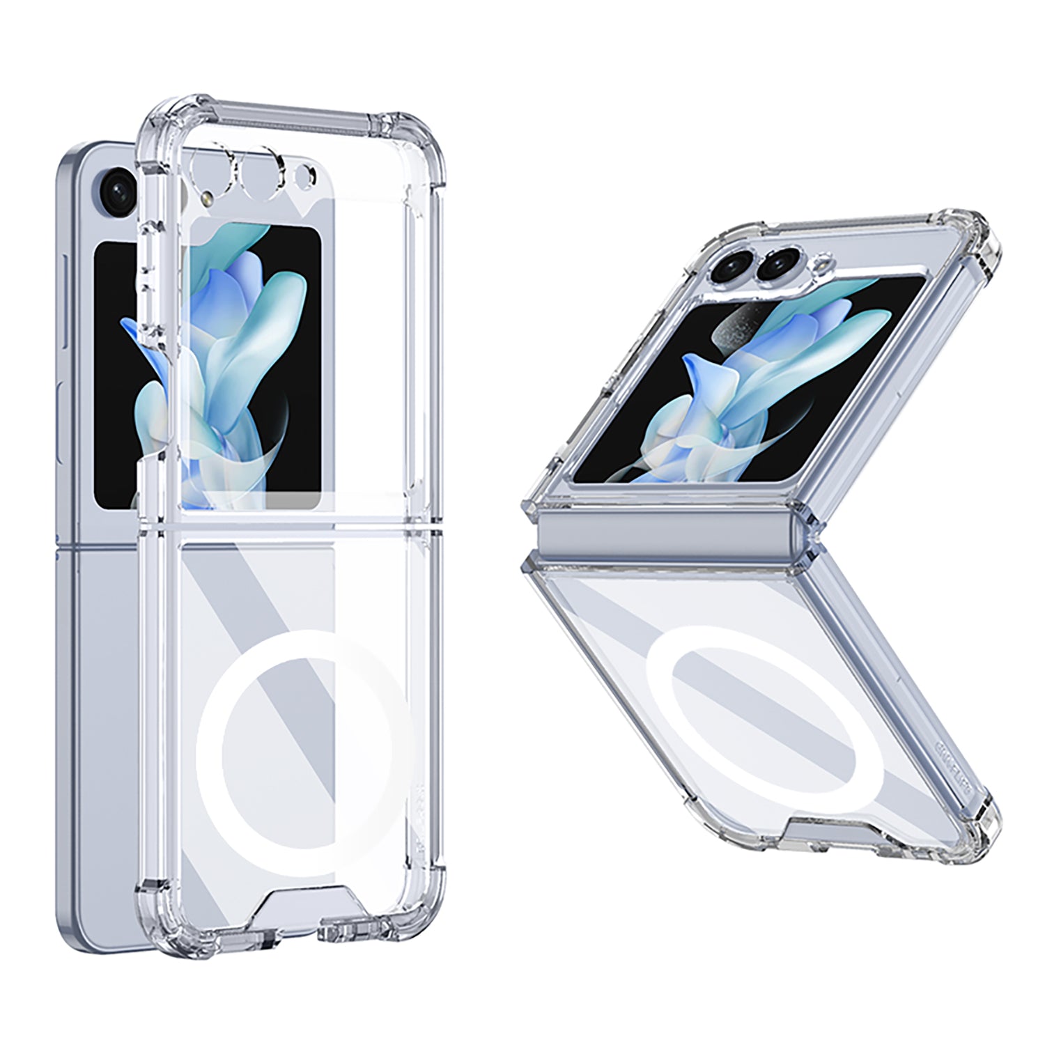 GKK For Samsung Galaxy Z Flip5 5G Magnetic Phone Case Reinforced Corners TPU Clear Cover GKK For Samsung Galaxy Z Flip5 5G Magnetic Phone Case Reinforced Corners TPU Clear Cover